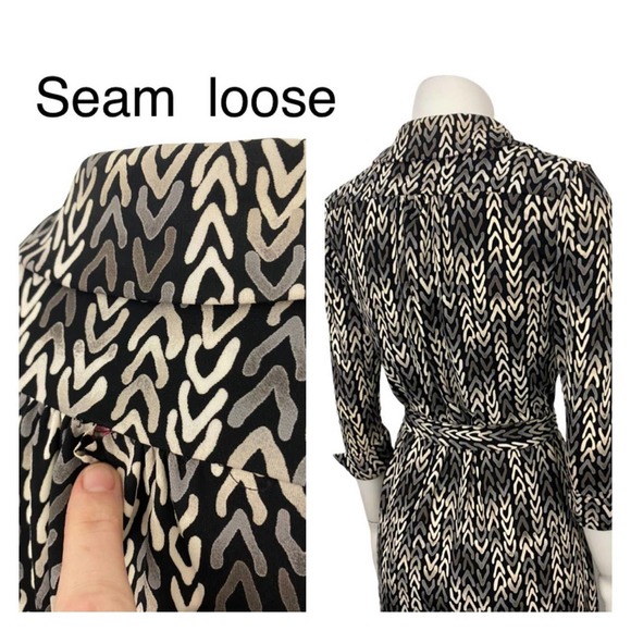 NWT Button Up Wishbone Print Button Up Shirt Tie Dress / Small Petite * - Picture 4 of 5